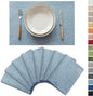 Demetex Placemats Set of 8 Heat Resistant Blue Placemats Soft Washable Linen Place Mats Table Mat for Dinner Gathering Banquet, 13x19 inch, Blue