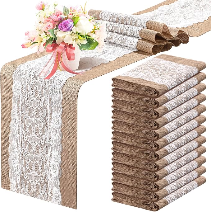 Tatuo 12 Pieces Burlap Table Runners by Tatuo