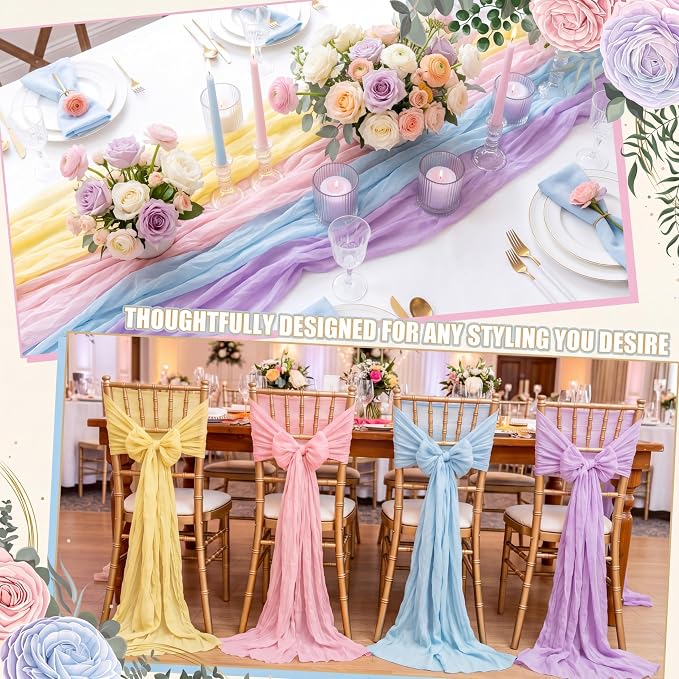 12 Pcs Pastel Cheesecloth Gauze Table Runners - Image 3