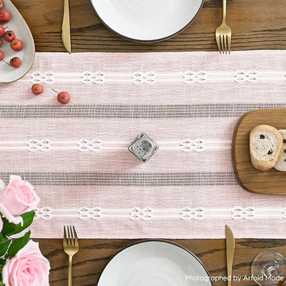 Artoid Mode Pink Farmhouse Embroidered Hollow Table Runner, Seasonal Kitchen - Image 3