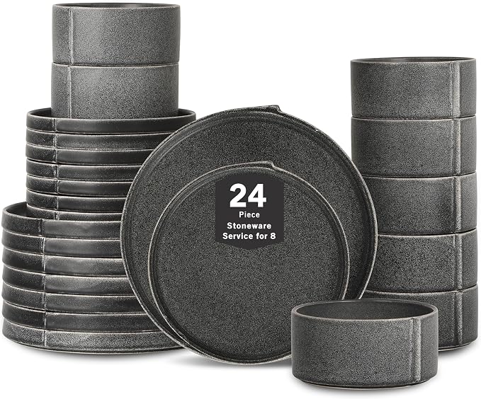 Stone Lain Bao Dinnerware, Charcoal | Charcoal Textured Finish by Unknown