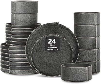 Stone Lain Bao Dinnerware, Charcoal | Charcoal Textured Finish by Unknown