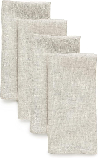 Solino Home Linen Cloth Napkins Set of 4-100% Pure Linen Light Natural Dinner Napkins 20 x 20 Inch for Spring, Easter - Athena, Handcrafted and Machine Washable