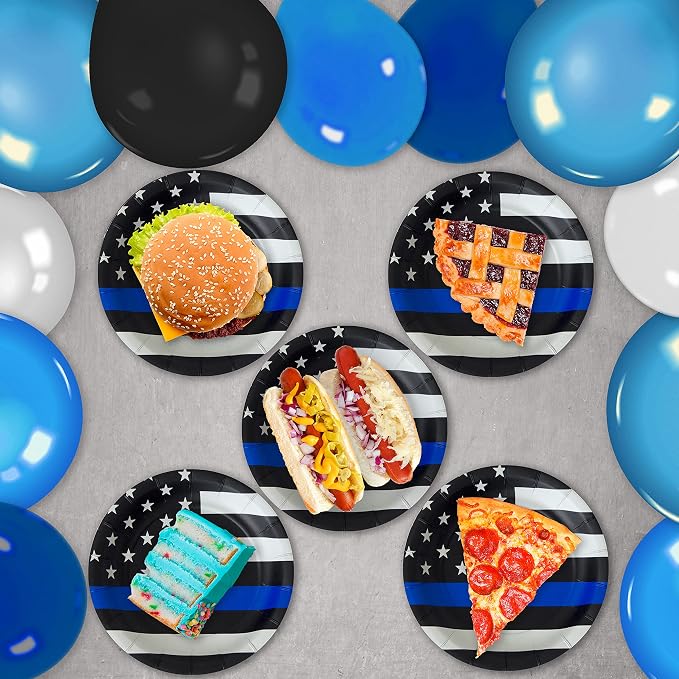 Havercamp Thin Blue Line Plates-24 Pack-7 Inch-Police Party Plates | Set of 24 - Image 4