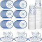 Whaline 80Pcs Blue White Floral Paper Tea Cups and Saucers Porcelain by Whaline