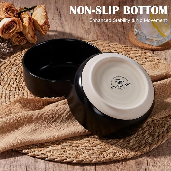E-far Cereal Bowls Set of 6, 27oz Ceramic Deep Soup Bowls - Image 3