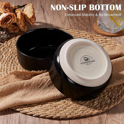 E-far Cereal Bowls Set of 4, 27oz Ceramic Deep Soup Bowls - Image 3