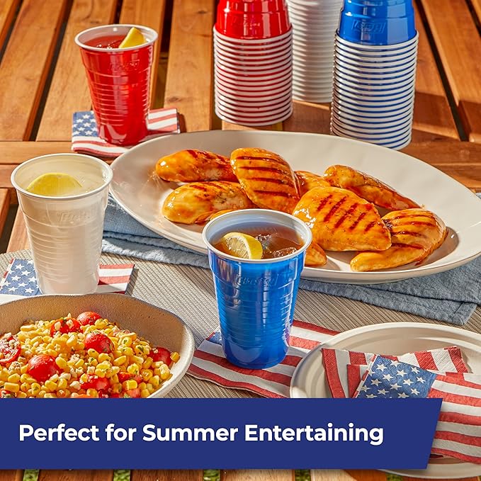 Hefty Party On Disposable Party Cups, Patriotic Color Pack, 76ct | American - Image 4