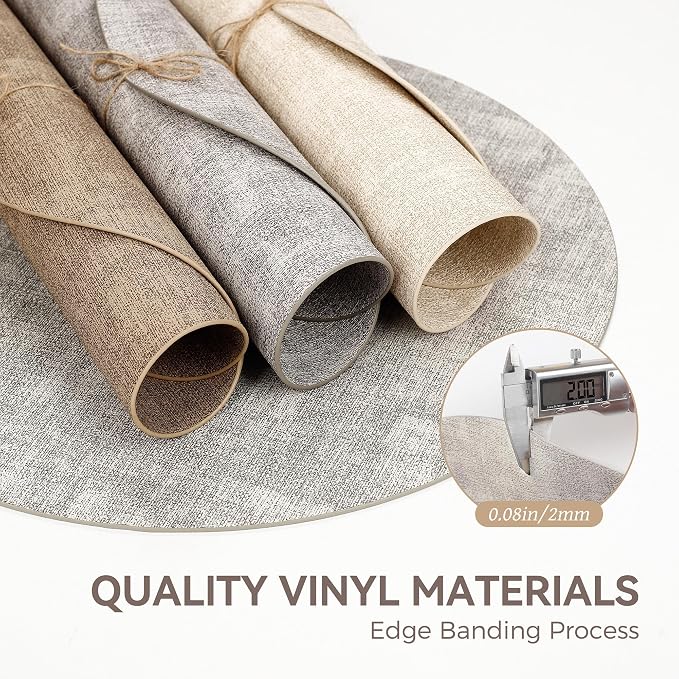 13" Round Placemats Set of 6, Reversible Faux Leather Heat Resistant Table Mats - Image 5