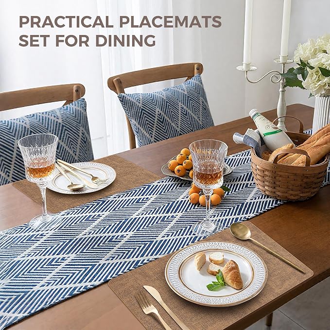 NCUE Vinyl Placemats Set of 12, Heat Resistant, Nonslip Faux Leather Waterproof - Image 5