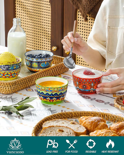 vancasso Ramekins 8 oz Oven Safe, Bohemian Style Creme Brulee Ramekin Set of 6 - Image 4
