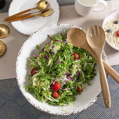 Rustic White Melamine Pasta Bowls, 6 Pack 9.25 inch Serving Bowls, Wide and - Image 7