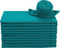 Lightnpro Cotton Dinner Napkins Set of 12, Hemstitched Dinner Cloth Napkins with Metred Corners, Washable and Reusable for Dining, Parties, Weddings, Holiday & Everyday Use - 18x18 Inch Teal