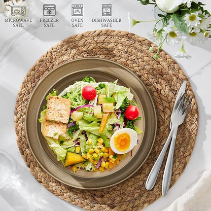 E-far Pasta Bowls Set of 4, 35oz Large Salad Bowl Plate - Image 7