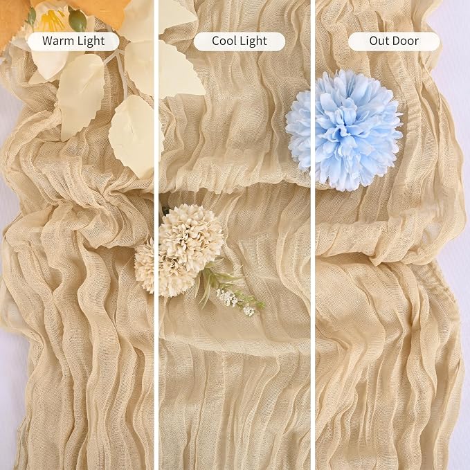 25 Pack Beige Table Runner 17 x 108inch Cheesecloth Table Runner Boho Gauze - Image 6