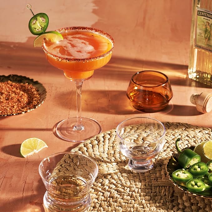Viski Raye Angled Stemmed Margarita Glasses, Premium Crystal Cocktail glasses - Image 7