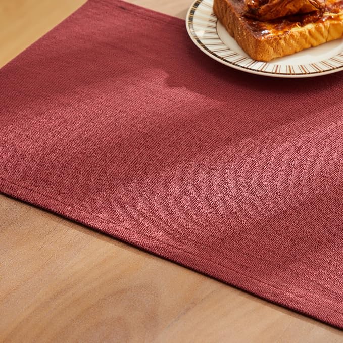 Rustic Cotton Linen Table Runner, 13x72 Inches Burgundy | Farmhouse Style Linen - Image 6