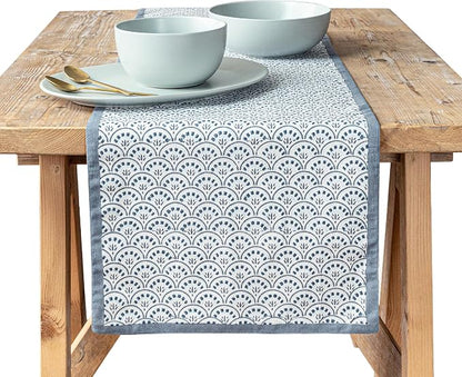 Over&Back 18x108 Hand-Blocked Printed Cotton Table Runner by overback