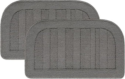 BEQHAUSE 30x18 Inch Kitchen Rug Mat Durable Kitchen Rugs Non-Slip Washable Absorbent Kitchen Mats for Floor Dirt-Resistant Semicircular Kitchen Mat (Grey, 2PCS)