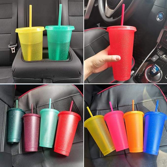 Suertestarry Tumbler with Straw and Lid, Water Bottle Iced Coffee Travel Mug Cup - Image 3