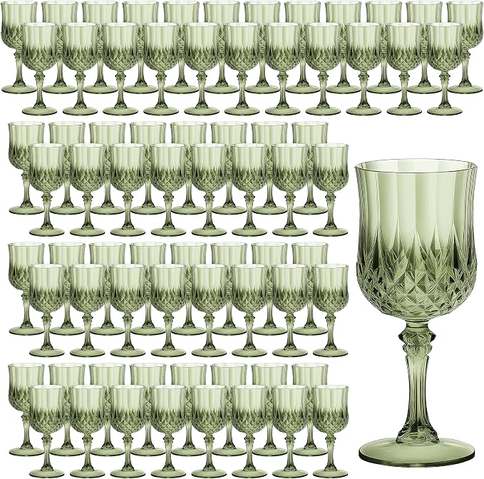 7OZ Plastic Wine Glasses, Reusable Vintage Goblets Unbreakable Drinking Glasses by Unknown