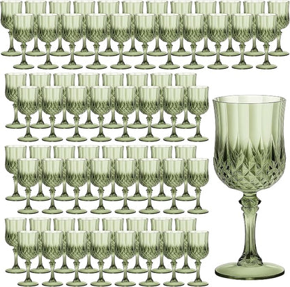 7OZ Plastic Wine Glasses, Reusable Vintage Goblets Unbreakable Drinking Glasses by Unknown