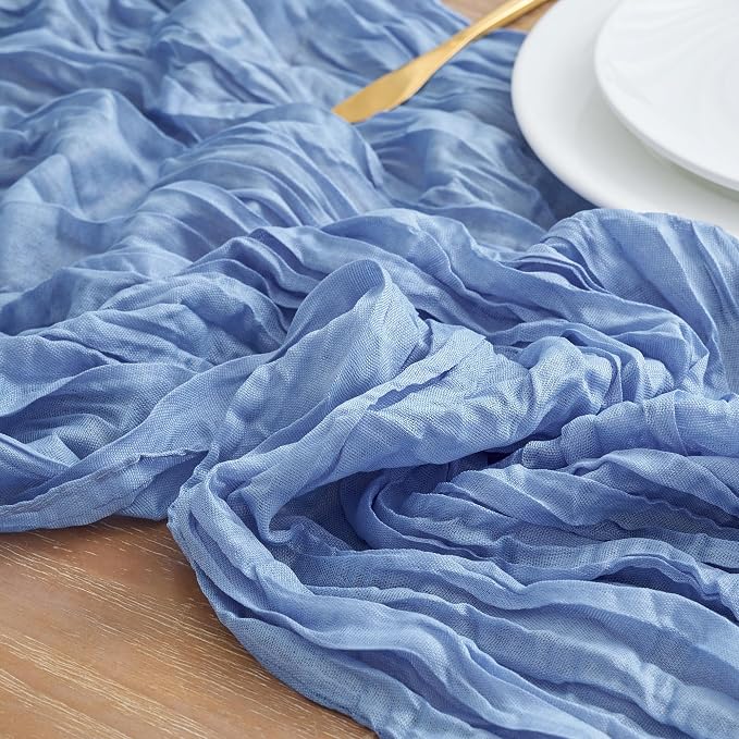Asee'm 3pcs Light Blue Cheesecloth Table Runner Summer 10FT Gauze Rustic | Boho - Image 4