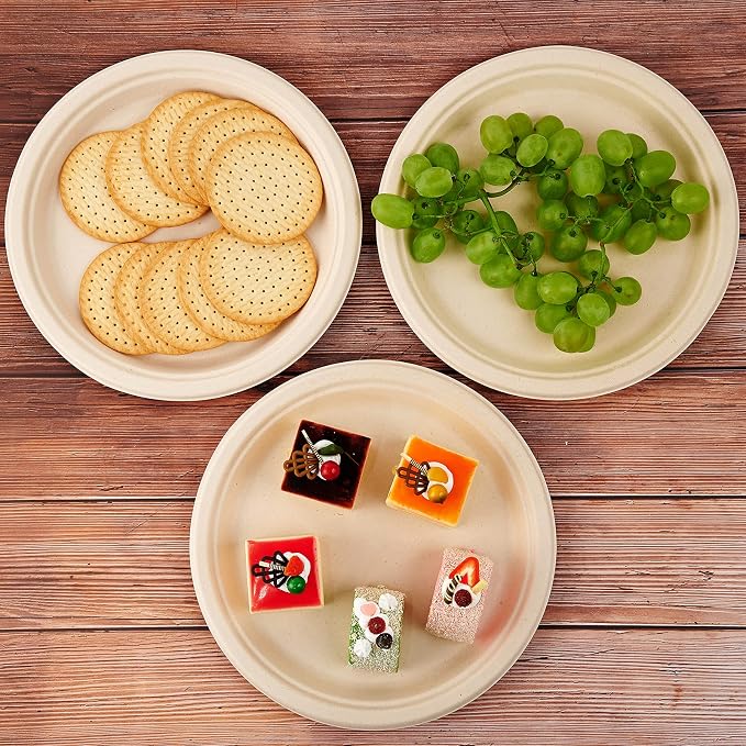Vplus 150 Pack Compostable Disposable Paper Plates 10 inch Super Strong 100% - Image 6