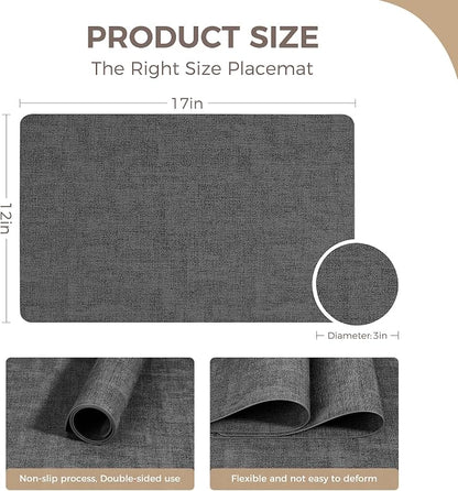 NCUE Vinyl Placemats Set of 6, Heat Resistant, Nonslip Faux Leather Waterproof - Image 4