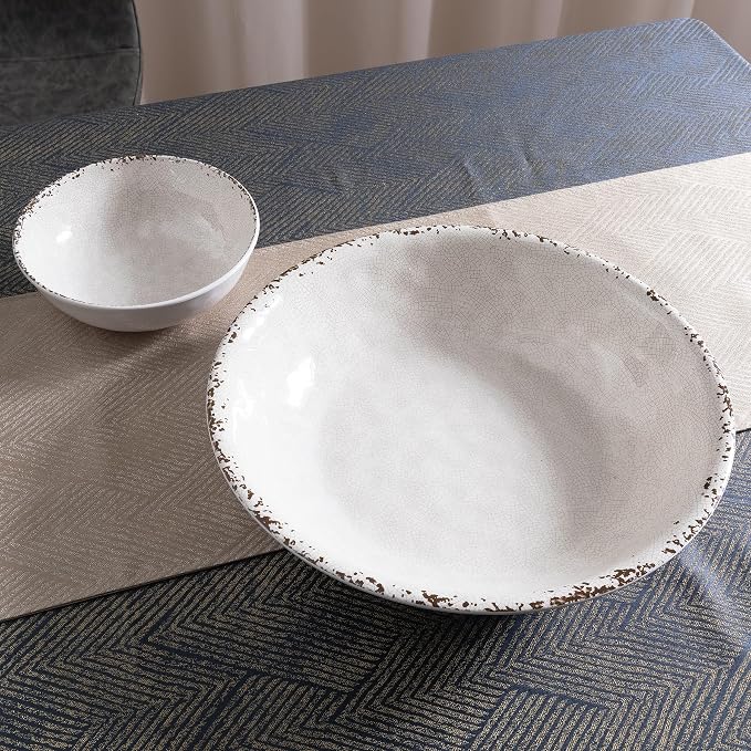 Melamine Large Serving Bowls Set of 2, 13.75" and 130 OZ Farmhouse BPA Free - Image 5