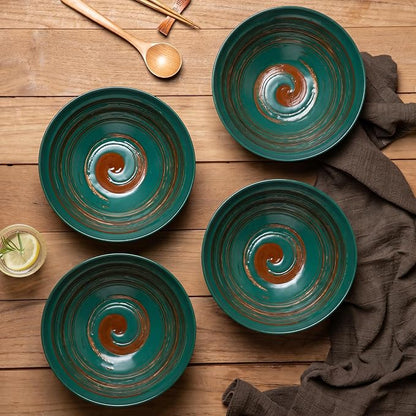 YUN TAO Ramen Bowl Set, 35 Oz Large Green Ceramic Ramen Bowls Set of 4 - Image 3