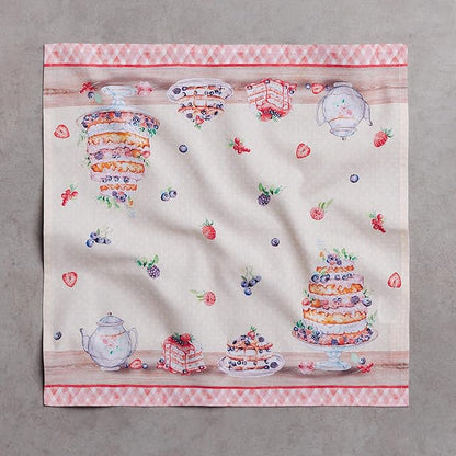 Maison d' Hermine Cloth Napkins Set of 4 100% Cotton Everyday Reusable Square Napkins Cloth Washable Dinner Wedding Restaurant Valentines Day Decorations Spring/Summer (Icing on The Cake, 18" x 18")