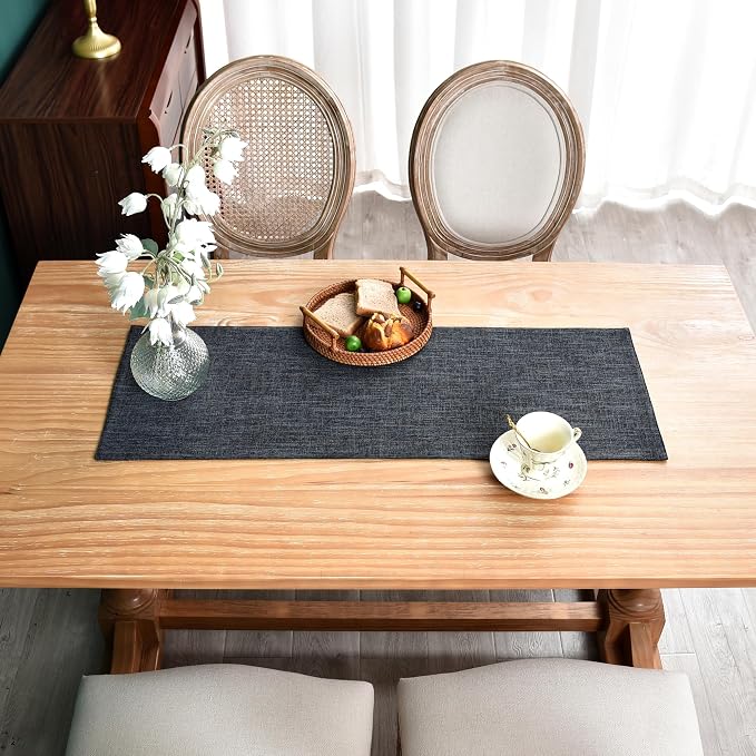 NEWISHER Reversible Double Layer Table Runner Faux Linen Fabric 13x36inch | - Image 7