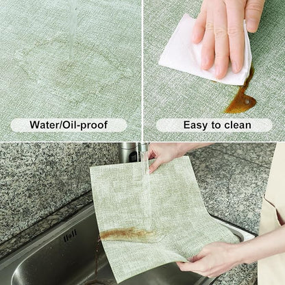 Homaxy Faux Leather Heat Resistant Placemats for Dining Table Set of 6, Waterproof Wipeable Washable PU Table Mats, Easy to Clean Anti-Slip Place Mats, 11.8" x 17", Grass Green