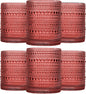 JOVGANK Red Vintage Hobnail Drinking Glasses Set of 6, Embossed Water Tumbler by JOVGANK