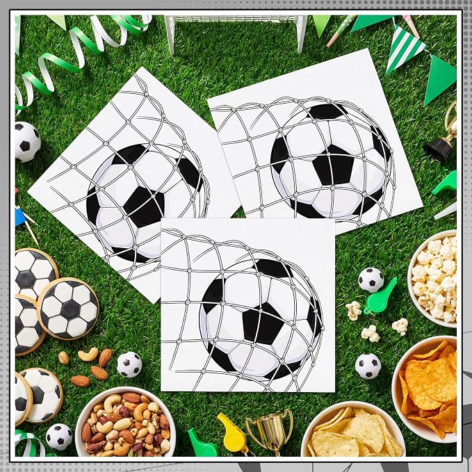 NatNarr 50 Pcs Soccer Plates and Napkins, Disposable Soccer Party Decorations - Image 3