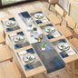 Table Runner and Placemats Set of 6, Abstract Farmhouse | Painting Blue Grey by ArtSocket