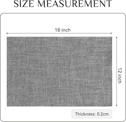 Softalker Faux Linen Placemats Set of 12-12 x 18 Inch, Heat Resistant Double Layered Durable Burlap Farmhouse Place Mats, Non-Slip Washable Rustic Table Mats for Dining, Kitchen, Party（Light Grey