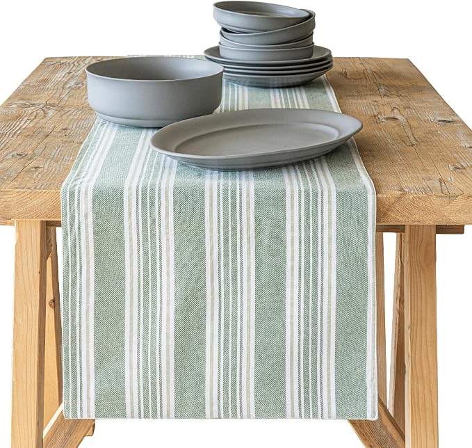 Over&Back 18x90 Woven Striped Table Runner by overback