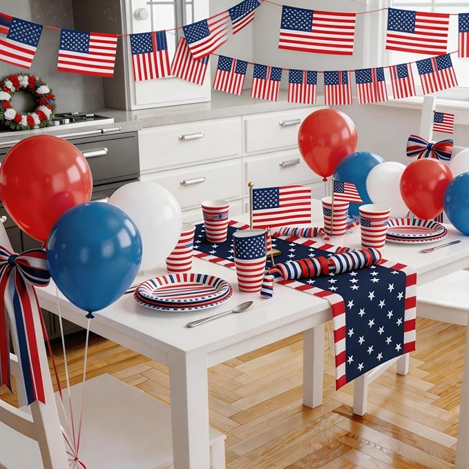 4th of July Decorations, Patriotic USA Stars Table Runner - Image 5