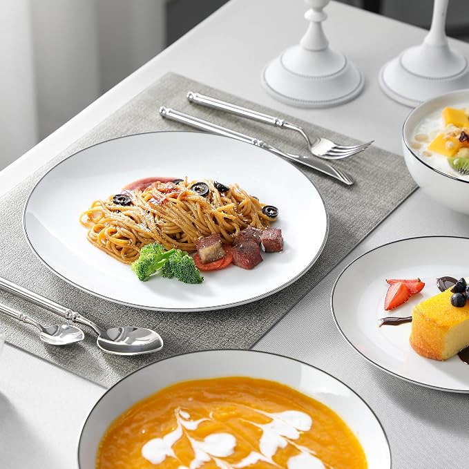 MALACASA 24-Piece Porcelain Dinnerware Set, - Image 8