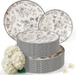 Trendables Disposable Plates For Party Supplies | Black Floral Plastic Plates For Wedding 80 Pcs - 40 X 8 & 40 X 10 Dinner Plate Sets | Floral Plate Set Disposable Plastic Dinnerware Sets