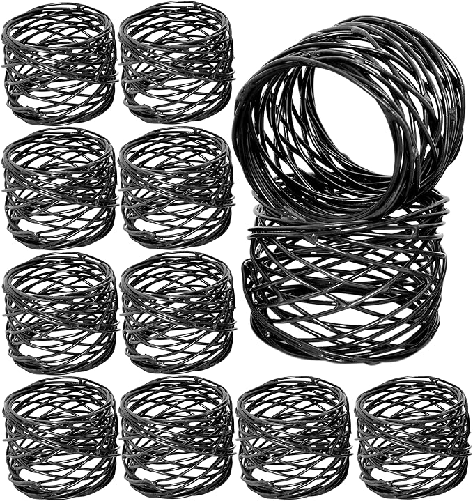 ALPHA Living HOME 12 Pcs Modern Metal Napkin Rings by ALPHALivingHOME