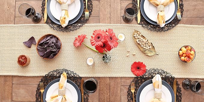 DII Woven Basic Tabletop Collection, Chevron Table Runner, Honey Gold - Image 5