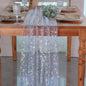 Snowkingdom Light Blue Silver Gauze Table Runner 10ft 120 inch Glitter Sheer by Snowkingdom
