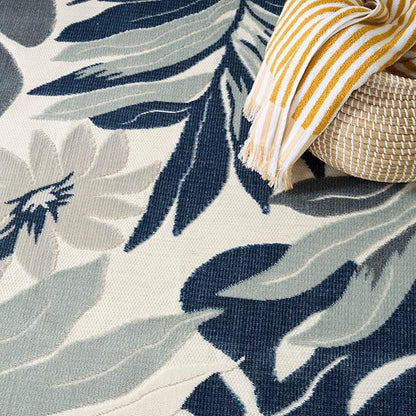 Nourison Home Suncoast Blue 9' x 12' Area Rug - Easy Clean, Non Shedding, Bed Room, Living Room, Dining Room, Kitchen (9' x 12')