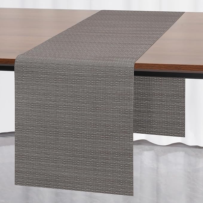 Myir JUN Dark Gray Table Runner Home Decor Dining Table Runners | Vinyl Table by MyirJUN