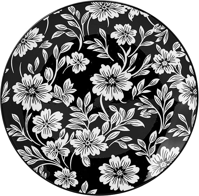Pfaltzgraff Midnight Blooms 12 Piece Floral Stoneware Dinnerware Plate Bowl - Image 8