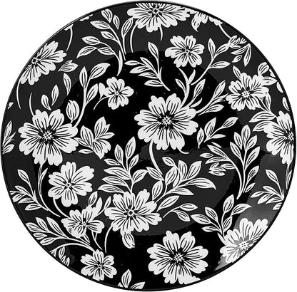Pfaltzgraff Midnight Blooms 12 Piece Floral Stoneware Dinnerware Plate Bowl - Image 8