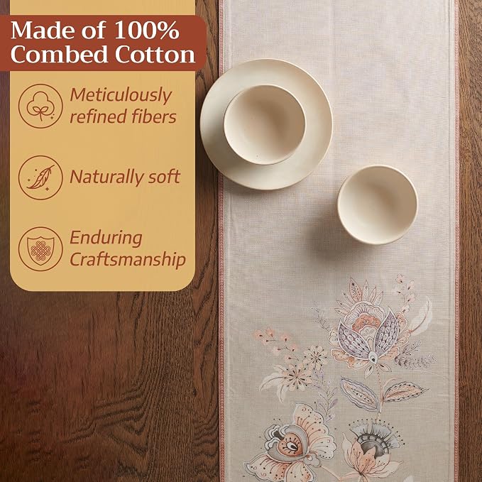 Maison d' Hermine Table Runner 100% Combed Cotton 14.5"x108" | Table Runners - Image 4